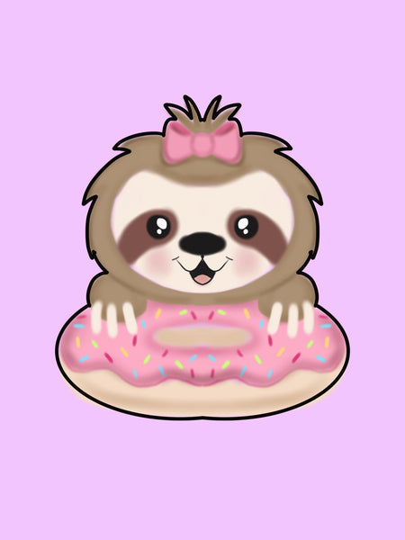 Cute Ella Sloth With Donut, Sloth Cutter, Donut Cutter