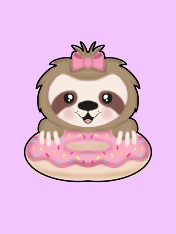 Cute Ella Sloth With Donut, Sloth Cutter, Donut Cutter