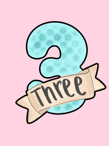 Three With Banner Cookie Cutter