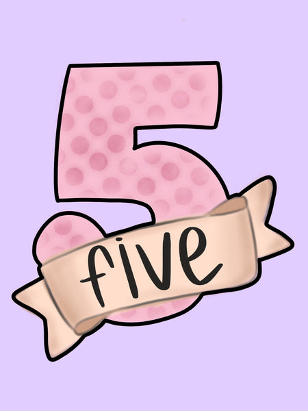 Five With Banner Cookie Cutter