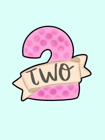 Two With Banner Cookie Cutter