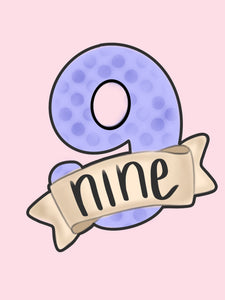 Nine With Banner Cookie Cutter