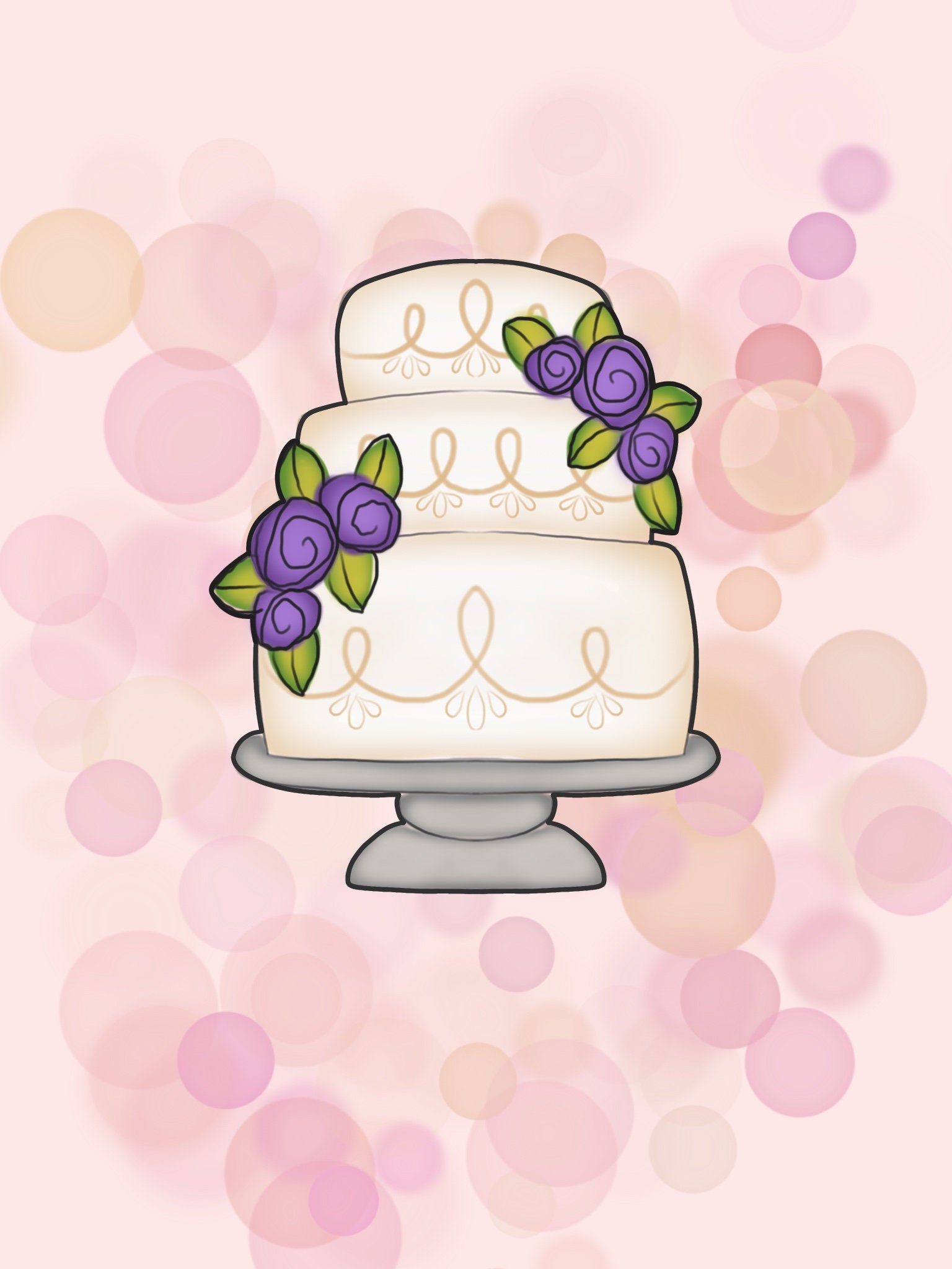 3 Tier Cake With Double Floral Cookie Cutter