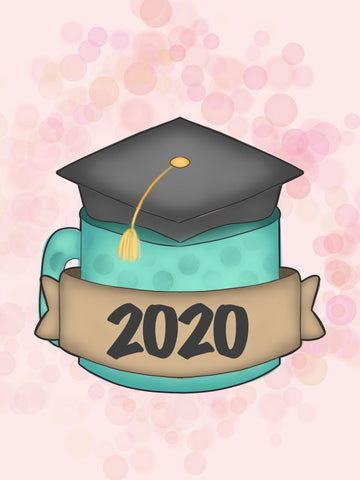 Grad Mug with Banner Cookie Cutter