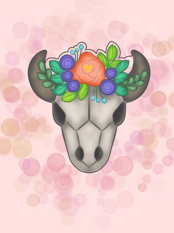 Floral Cow Skull Cookie Cutter