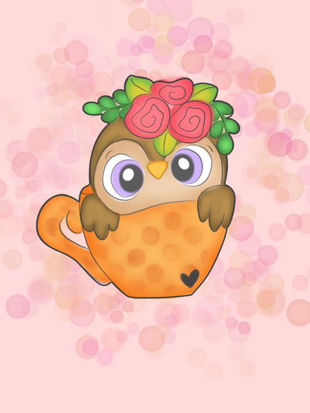 Floral Owl Cup