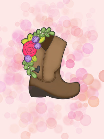 Floral Cowboy Boot Cookie Cutter