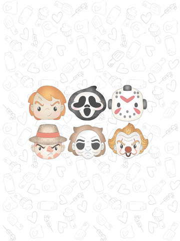 Horror character face Bundle 6 piece set